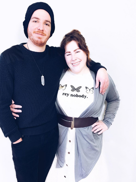 Rey Nobody Star Wars Shirt Triblend Butterflies kylo ren ben solo daisy ridley adam driver galaxys edge graphic tee outfit cosplay gift comic con star wars nite celebration outfit top women woman girls jedi lightsaber couple dressed up as ben solo with kyber crystal and rey halloween cosplay kylo ren reylo