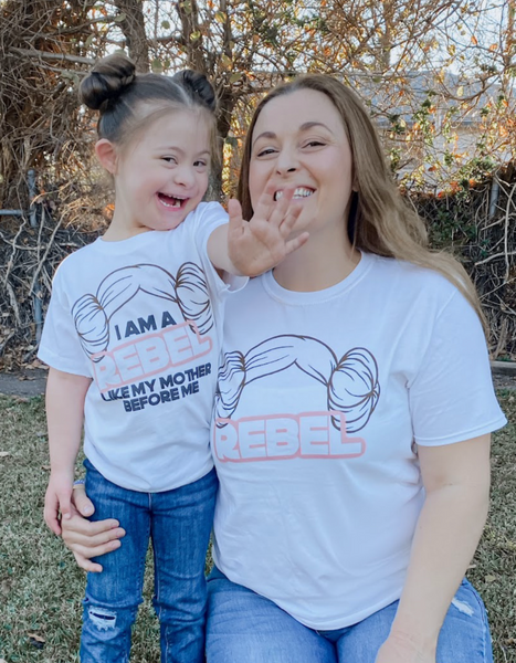 Matching Princess Leia Rebel Bun Shirt mommy and me Star Wars general organa like my mother before me jedi lightsaber galaxys edge tshirt graphic tee woman women child baby kid toddler youth cotton onesie dressup