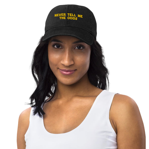 Star Wars Hat Han Solo movie quote never tell me the odds baseball cap galaxy's edge batuu disneyland hollywood studios disneyworld men woman birthday gift party outfit cosplay pilot fan comic con harrison ford original trilogy a new hope empire strikes back return of the jedi retro vintage
