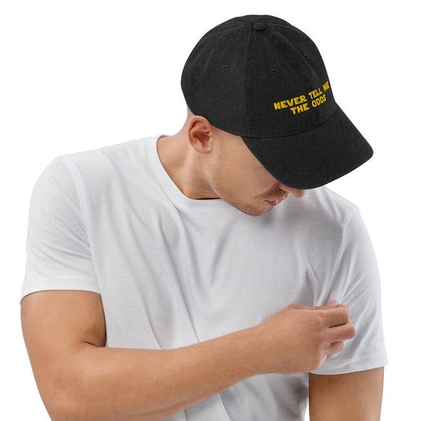 Star Wars Hat Han Solo movie quote never tell me the odds baseball cap galaxy's edge batuu disneyland hollywood studios disneyworld men woman birthday gift party outfit cosplay pilot fan comic con harrison ford original trilogy a new hope empire strikes back return of the jedi retro vintage