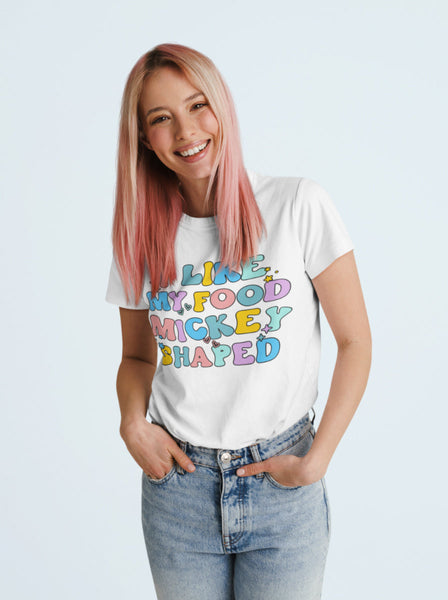 I like my food Mickey shaped shirt men women graphic tee cotton Disneyland Disneyworld vacation trip outfit disney family cute matching snacks treats
