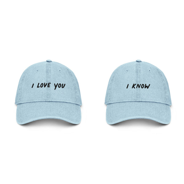 I love you I know star wars han solo princess leia empire strikes back matching hats baseball cap outfit disneyland disneyworld couples wedding bride husband engagement anniversary outfit