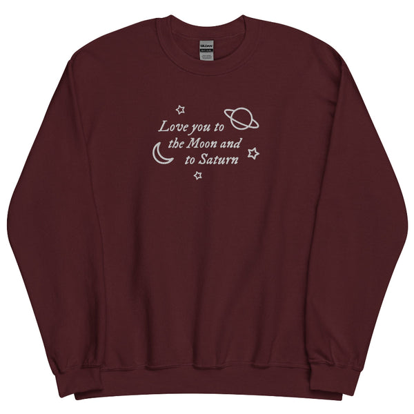 Seven Folklore Music Lyrics Embroidered Sweatshirt Swiftie Sweater maroon with white embroidered thread design unisex cotton polyester taylor swift eras