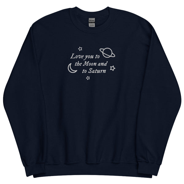 Seven Folklore Music Lyrics Embroidered Sweatshirt Swiftie Sweater navy with white embroidered thread design unisex cotton polyester taylor swift eras