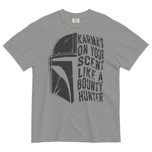 Karmas on your scent like a bounty hunter shirt disney swiftie star wars taylor swift eras tour midnights the mandalorian baby yoda grogu t-shirt graphic tee outfit disneyland disney world hollywood studios galaxy's edge batuu