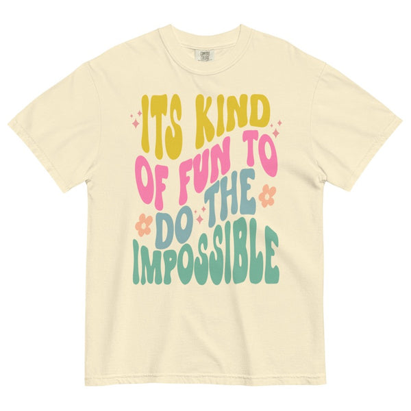 its kind of fun to do the impossible comfort colors shirt walt disney quote Mickey Mouse shop friday apparel in beige brown tan