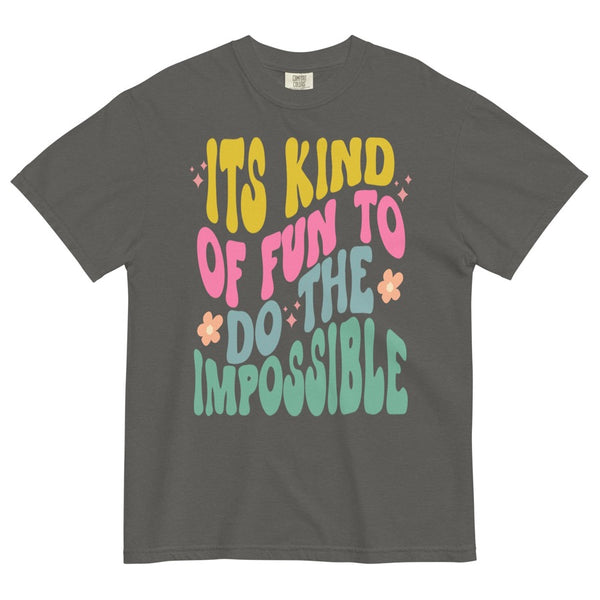 its kind of fun to do the impossible comfort colors shirt walt disney quote Mickey Mouse shop friday apparel in dark grey pepper