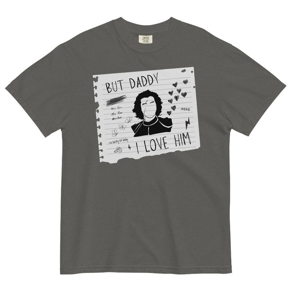 But Daddy I Love Him Kylo Ren Comfort Colors Shirt in grey with black and white design.