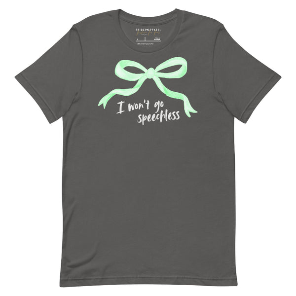 Disney princess jasmine quote i won't go speechless lyrics sticker gift birthday party girl power women empowerment feminist feminism mint green bow t-shirt graphic tee shirt crew neck cotton cosplay costume disney princess outfit disneybound disneyland disney world animal kingdom magic kingdom epcot hollywood studios couples