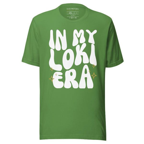 In my Loki era shirt graphic tee men women unisex cotton green tom hiddleston Thor avengers campus Disneyland costume cosplay outfit helmet crown