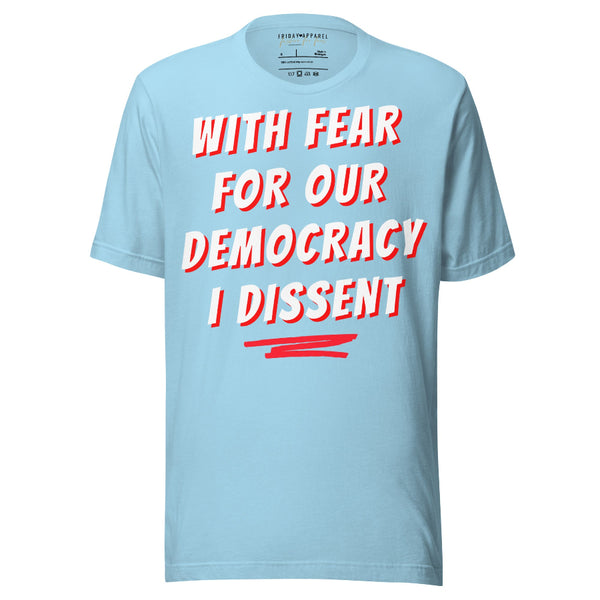 With fear for our democracy I dissent graphic tee t-shirt shirt women empowerment graphic tee t-shirt outfit protest march gift girl power pink red supreme court justice sonia sotomayor united states of america