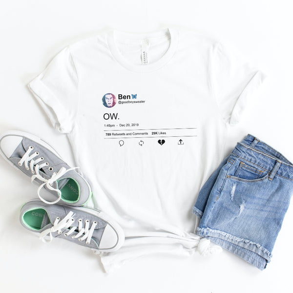 Ben Solo Shirt Ow Tweet Blue Butterfly Kylo Ren Star Wars Adam Driver Graphic Tee funny gift outfit galaxys edge batuu disneyworld disneyland hollywood studios fan cosplay comic con reylo