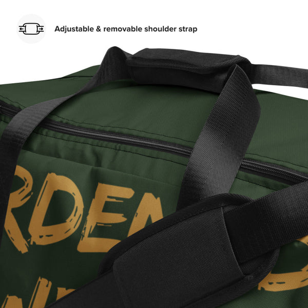 Loki Duffel Bag Burdened With Glorious Purpose Marvel Avengers Weekender Strap Shoulder Green Gold Born to Rule Crown Helmet Laufeyson Thor Men Women Gym Travel