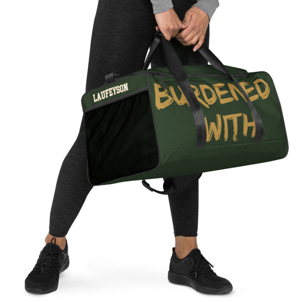 Loki Duffel Bag Burdened With Glorious Purpose Marvel Avengers Weekender Strap Shoulder Green Gold Born to Rule Crown Helmet Laufeyson Thor Men Women Gym Travel