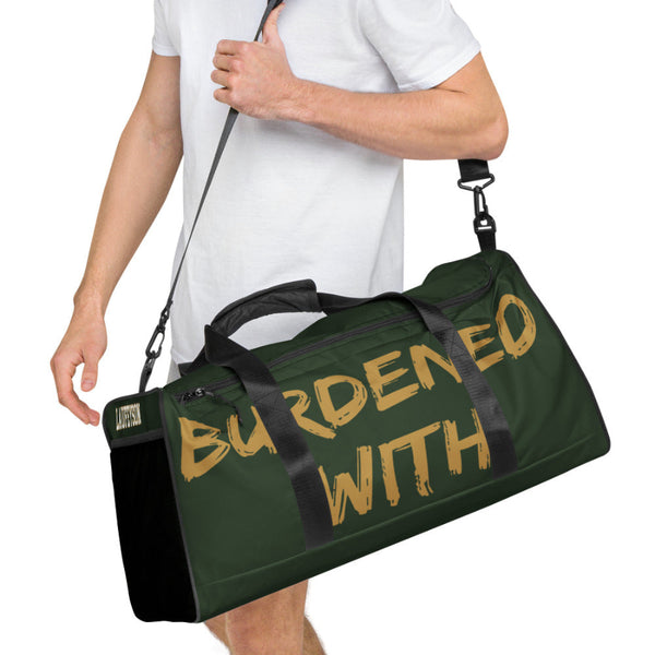Loki Duffel Bag Burdened With Glorious Purpose Marvel Avengers Weekender Strap Shoulder Green Gold Born to Rule Crown Helmet Laufeyson Thor Men Women Gym Travel