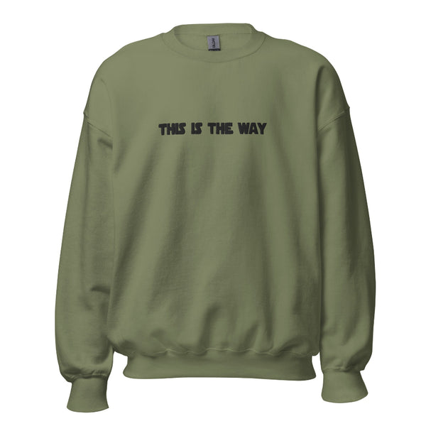 This Is The Way Embroidered Sweatshirt the mandalorian grogu baby yoda din djarin pedro pascal Star Wars sweater jumper pullover hoodie gray grey black yellow green armor helmet cosplay gift movie merch Disneyland Disneyworld Galaxy's Edge Batuu bound hollywood studios star wars celebration