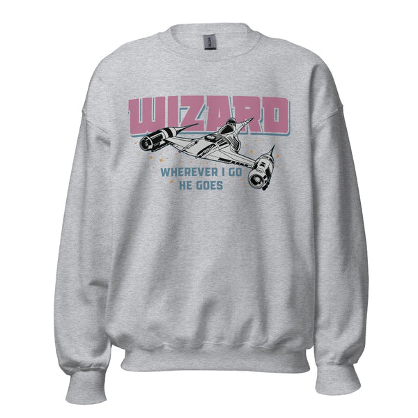Wizard Sweatshirt Mandalorian Movie Sweater Top Shirt Pullover Jumper Hoodie Star Wars Jedi Naboo Starfighter Grogue Baby Yoda Cosplay Outfit Pedro Pascal Din Djarin Bounty Hunter Anakin Luke Skywalker Movie Quote Man Woman Fan Outfit Galaxy's Edge