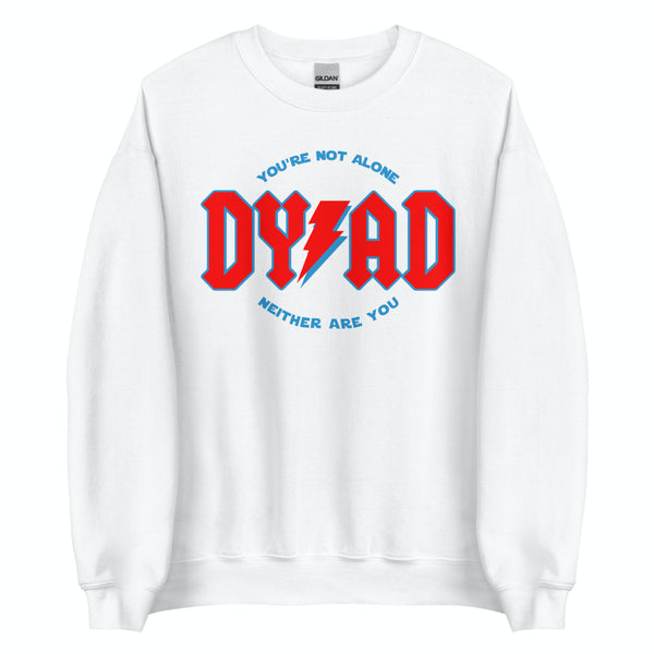 You're Not Alone Neither Are You Circle around Dyad design. Comfy unisex sweatshirt. Size inclusive Small-4XL, colors Black, White, Pink and Grey. Reylo Dyad in the Force. Kylo Ren and Rey hand touch scene in The Last Jedi. Star Wars sequels movie quote. Red and Blue with lightning bolt.
