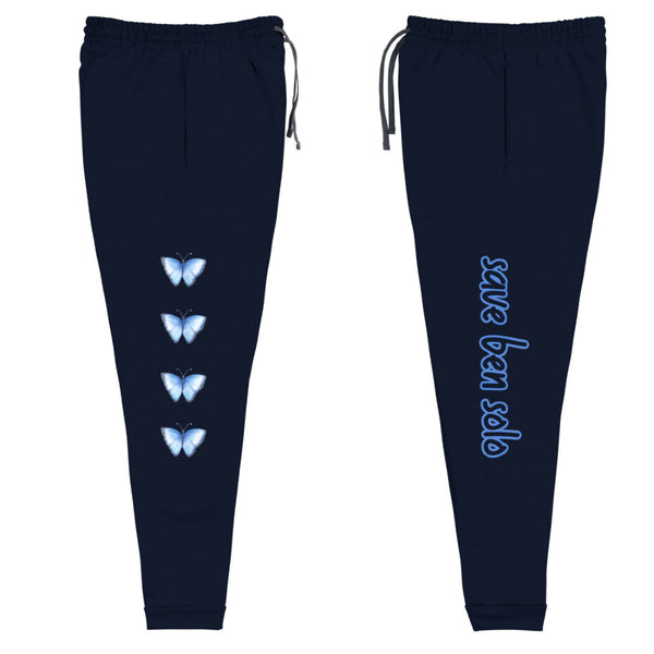 Save Ben Solo Blue Butterfly Joggers Sweatpants Bottoms Loungewear Gift Star Wars Kylo Ren Reylo Adam Driver Men Women Drawstring Black Navy Cosplay Costume Outfit