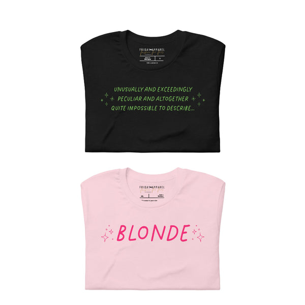 ‘Loathing’ lyric unisex t-shirt, Wicked musical inspired best friend tee, 100% combed ring spun cotton. pink and green black elphaba glinda graphic tees matching outfits costume cosplay wicked for good loathing lyrics musical unusually and exceedingly peculiar and altogether quite impossible to describe blonde cynthia erivo ariana grande broadway