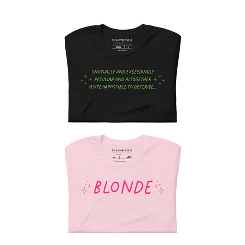 ‘Loathing’ lyric unisex t-shirt, Wicked musical inspired best friend tee, 100% combed ring spun cotton. pink and green black elphaba glinda graphic tees matching outfits costume cosplay wicked for good loathing lyrics musical unusually and exceedingly peculiar and altogether quite impossible to describe blonde cynthia erivo ariana grande broadway