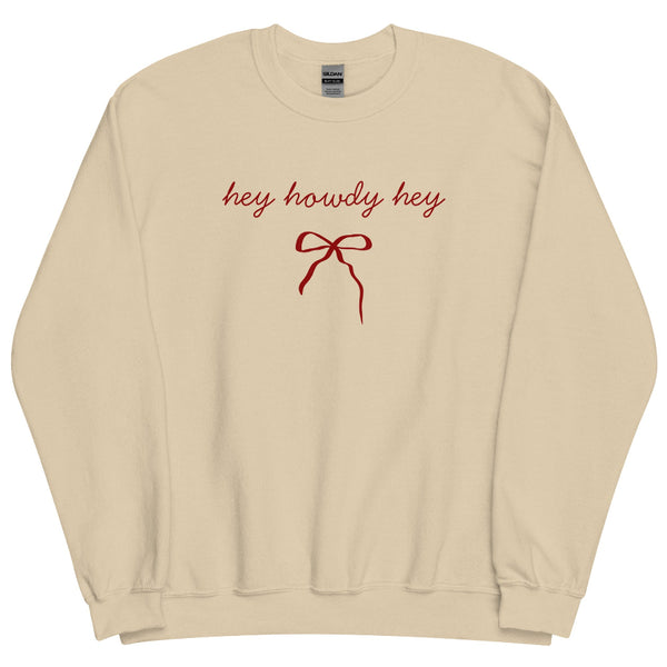 Hey Howdy Hey Bow sweatshirt with western coquette inspired nostalgic design