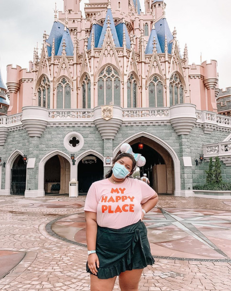 Disney inspired My Happy Place Mickey graphic t-shirt for Disneyland and Disney World fans