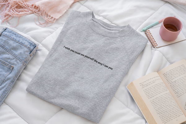 Unisex crewneck sweatshirt with a small romance book quote embroidered book club movie outfit