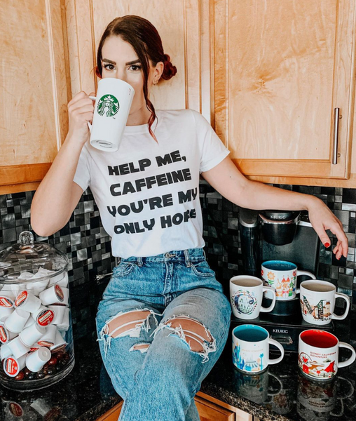 Caffeine A New Hope Star Wars inspired graphic tee princess leia starbucks coffee mugs