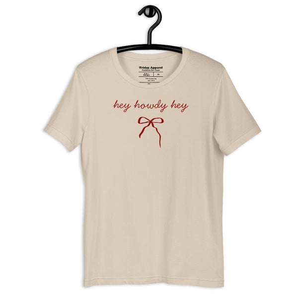 Hey Howdy Hey bow graphic t-shirt with western coquette inspired design
