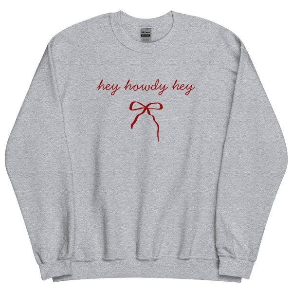 Hey Howdy Hey Bow sweatshirt with western coquette inspired nostalgic design