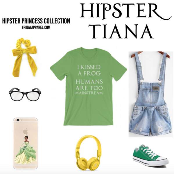 Disney princess inspired graphic t-shirt collection with trendy hipster aesthetic designs
