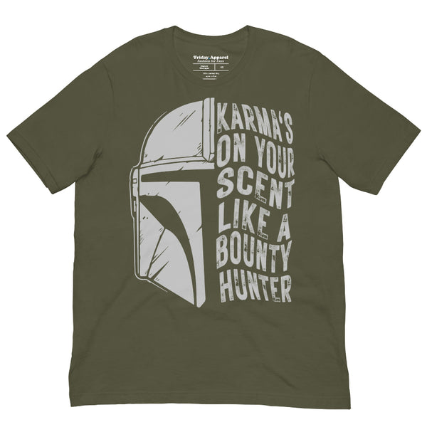 Karma x Bounty Hunter graphic t-shirt inspired by pop music and galaxy fandom culture