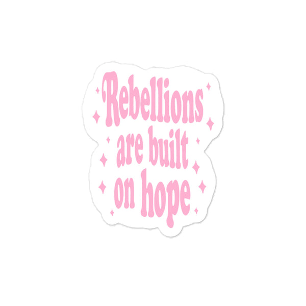 Vinyl sticker with “Rebellions Are Built on Hope” text in a Star Wars-inspired style.