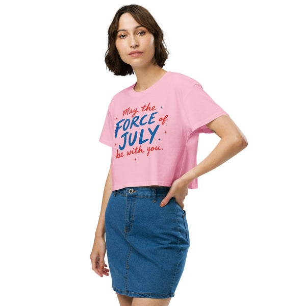 May The Force Of July Be With You women’s cropped t-shirt with patriotic Star Wars inspired design
