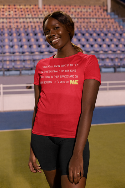 Funny Taylor Swift Shirt New Heights Podcast i think we all know if there's one thing that male sports fans want to see in their spaces and on their screens it's more of me graphic tee shirt gift merch fan travis kelce tayvis black woman on football field wearing shirt fan sports