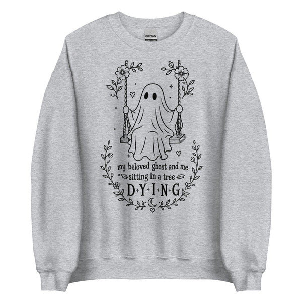 My Beloved Ghost and Me Halloween sweatshirt inspired by Taylor Swift How Did It End with a spooky ghost design for Swifties.