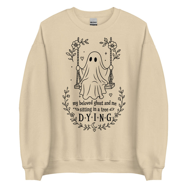 My Beloved Ghost and Me Halloween sweatshirt inspired by Taylor Swift How Did It End with a spooky ghost design for Swifties.