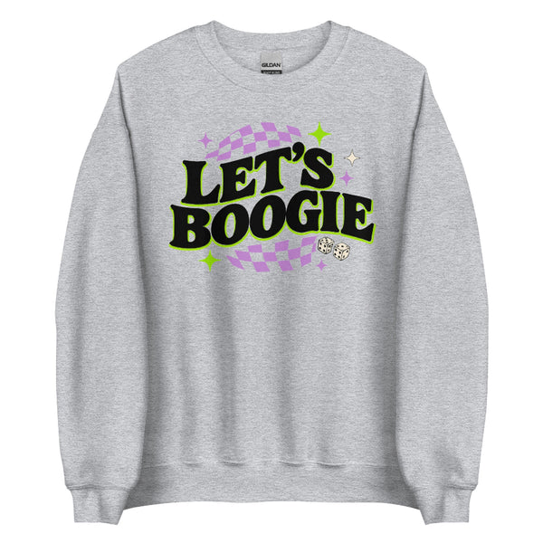 Let’s Boogie Halloween sweatshirt with retro spooky design inspired by Oogie Boogie Bash and Disneyland Halloween.