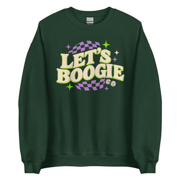 Let’s Boogie Halloween sweatshirt with retro spooky design inspired by Oogie Boogie Bash and Disneyland Halloween.