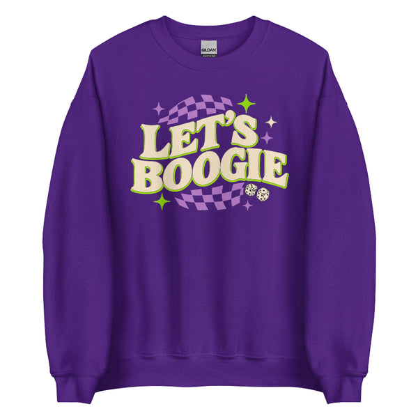 Let’s Boogie Halloween sweatshirt with retro spooky design inspired by Oogie Boogie Bash and Disneyland Halloween.