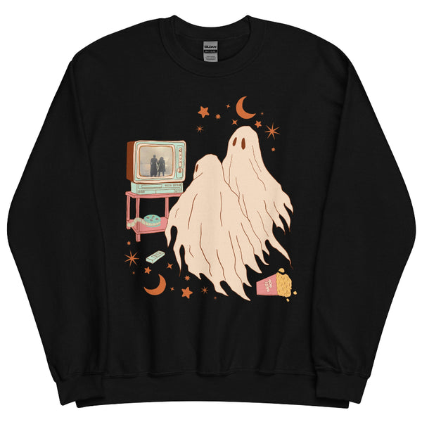 Oshamir Halloween unisex sweatshirt with spooky artwork inspired by Osha and Qimir from The Acolyte, a cozy Halloween crewneck for Oshamir shippers, dark side fans and Galaxy's Edge outfits.