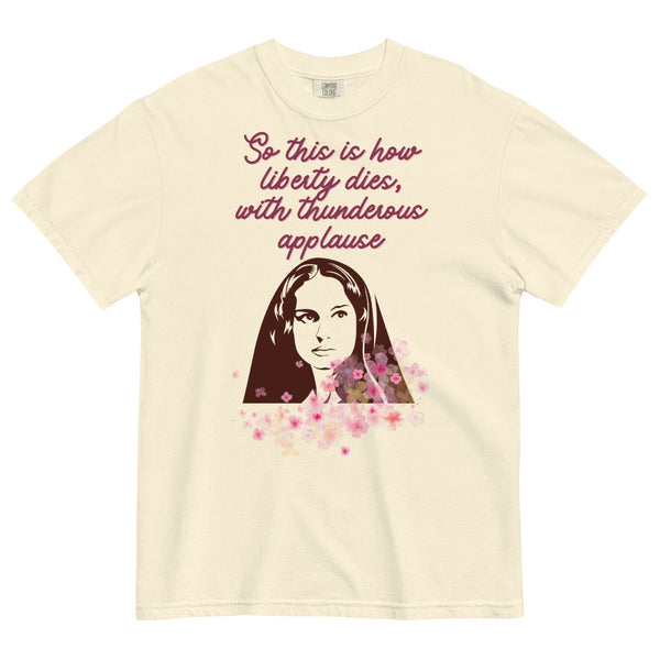 How Liberty Dies graphic t-shirt inspired by Padmé Amidala's iconic Star Wars quote