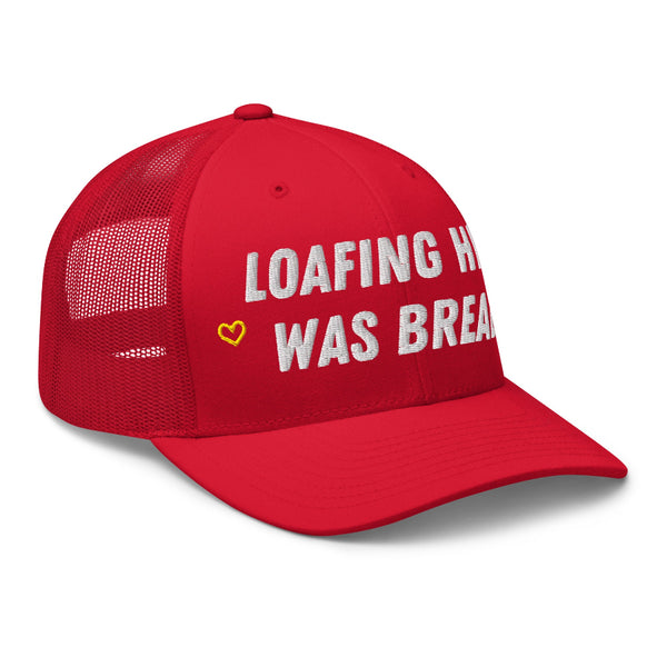 taylor swift new heights podcast trucker hat red yellow white loafing him was bread taylors version funny quote tayvis taylor and travis football kansas city chiefs cap