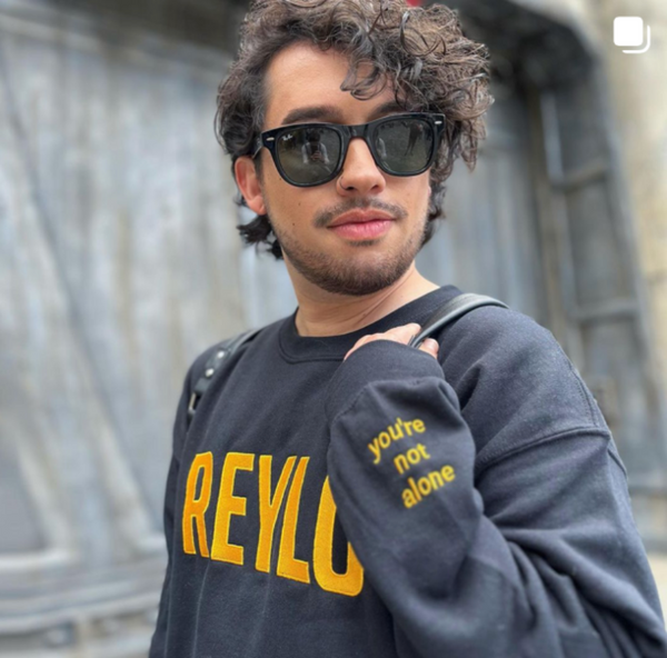 Minimal embroidered Reylo sweatshirt with You’re Not Alone sleeve inspired by Star Wars