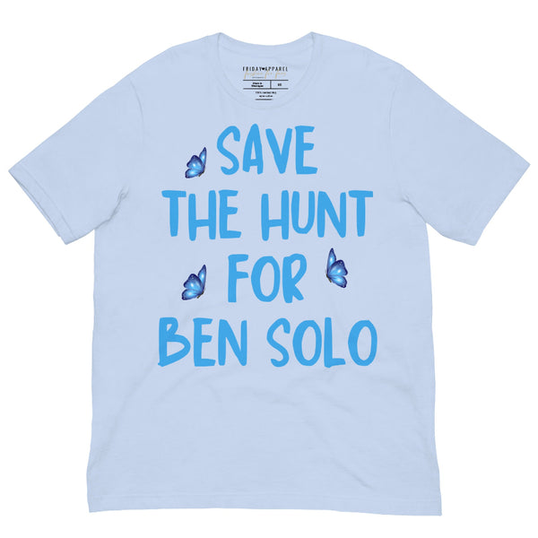 Save The Hunt for Ben Solo unisex t-shirt supporting the fan movement encouraging Disney and Lucasfilm to greenlight The Hunt for Ben Solo. Perfect for Galaxy's Edge, Star Wars Celebration, Disney park trips, Reylo fans, and subtle fandom fashion.