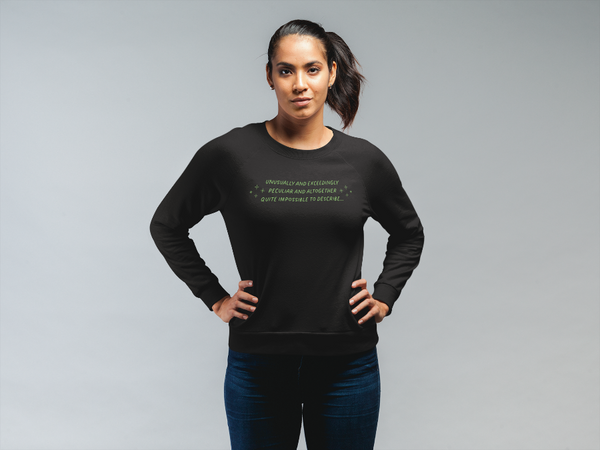 ‘Loathing’ lyric unisex sweatshirt, Wicked musical inspired best friend tee, cotton polyester. glinda elphaba sweater pink green for good blond unusually and exceedingly peculiar and altogether quite impossible to describe ariana cynthia wizard of oz magic