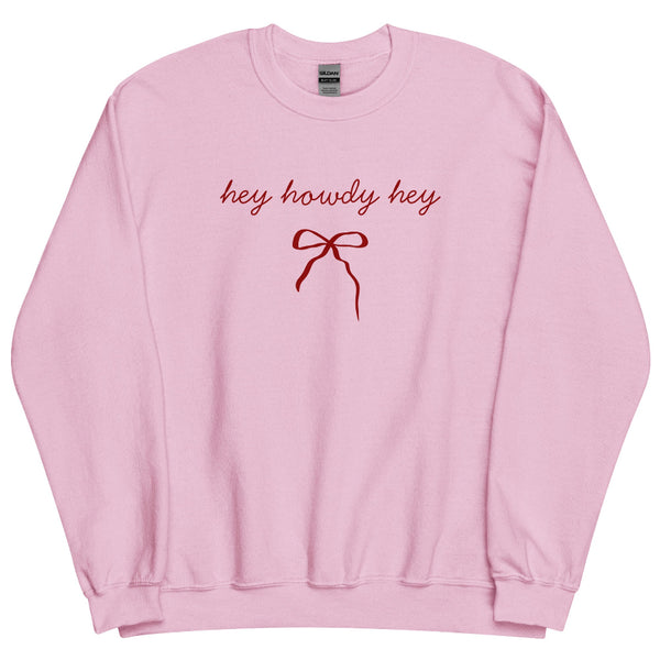 Hey Howdy Hey Bow sweatshirt with western coquette inspired nostalgic design