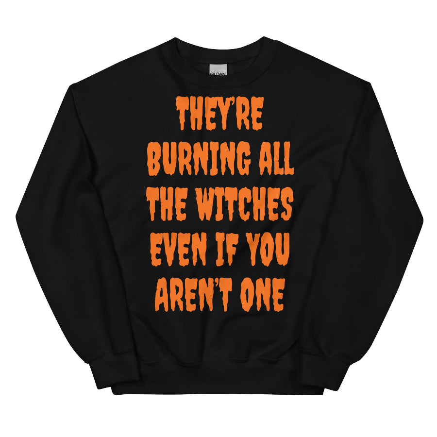 Bold orange ‘They Say I Did Something Bad’ Swiftie-inspired unisex sweatshirt, cozy cotton polyester blend, fall Halloween design. taylor swift swiftie sweater long sleeve pullover hoodie jumper showgirl costume party outfit