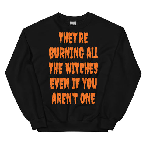Bold orange ‘They Say I Did Something Bad’ Swiftie-inspired unisex sweatshirt, cozy cotton polyester blend, fall Halloween design. taylor swift swiftie sweater long sleeve pullover hoodie jumper showgirl costume party outfit